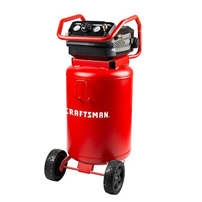 Craftsman Air Compressor, 20 Gallon Oil-Free 1.8 HP Max 175 PSI Pressure Two Quick Couplers Big Capacity, Red- CMXECXA0232043