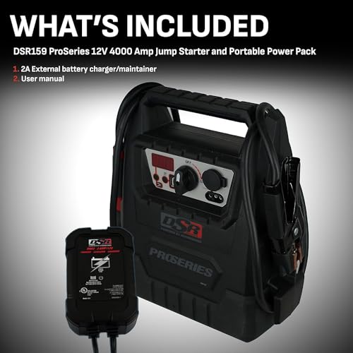 Schumacher Electric DSR ProSeries Car Battery Jump Starter, Maintainer & Portable Power Station - 12V 4000 Peak Amps & 700 Cranking Amps - with DC & USB Charging Ports - DSR159 - style: DSR159
