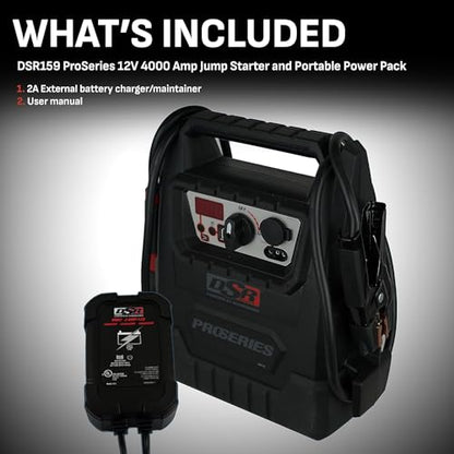 Schumacher Electric DSR ProSeries Car Battery Jump Starter, Maintainer & Portable Power Station - 12V 4000 Peak Amps & 700 Cranking Amps - with DC & USB Charging Ports - DSR159 - style: DSR159