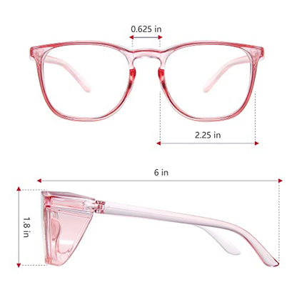 Anti Fog Safety Glasses for Women, Safety Goggles for Nurse, Protective Eyewear, Blue Light Blocking & UV Protection - color: Pink