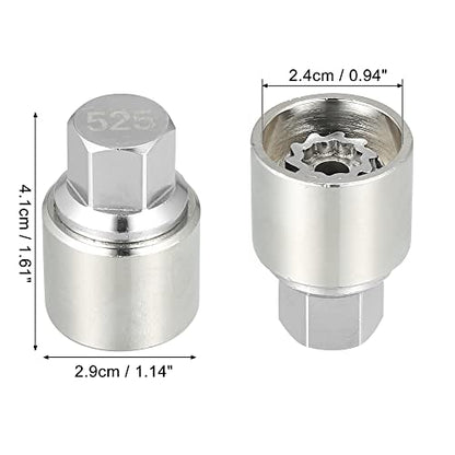 X AUTOHAUX 525 Wheel Lock Lug Nut Anti Theft Lug Nut Screw Removal Socket Key Wheel Lock for VW Touareg Phaeton Tiguan