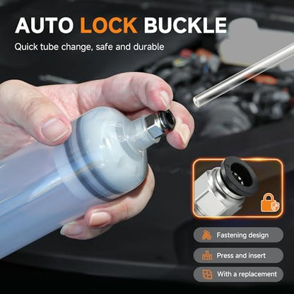 FOUR UNCLES Fluid Transfer Syringe for Automotive Oil Service 500cc | High Capacity Service, Less Refilling,Precise Fluid Control, Transmission Maintenance, Reusable Garage Tool - size: 500cc(58cm hose)