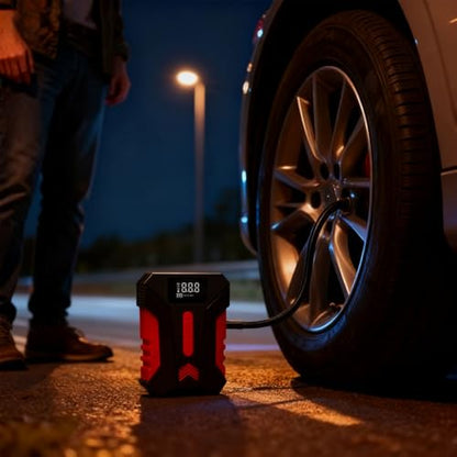 Portable Tire Inflator, 120 PSI Air Compressor with Auto Shut-Off, Digital Pressure Gauge for Car, SUV, Bike Tires