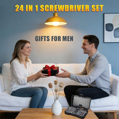 24 in1 Magnetic Screwdriver Set, Multi-Bit Ratchet Screwdriver Kit with S2 Steel Precision Bits,Detachable T-Handle Ratchet Screwdriver Set for PC,Bicycle, Electronics, Furniture, DIY, Gift for Him - size: 24 In 1