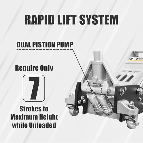 3 Ton (6,600 lbs) Low Profile Aluminum Hydraulic Racing Floor Jack with Dual Piston Quick Lift Pump, Lifting Range 3.74" to 18.9", for Cars, Trucks and SUVs, Black - color: black