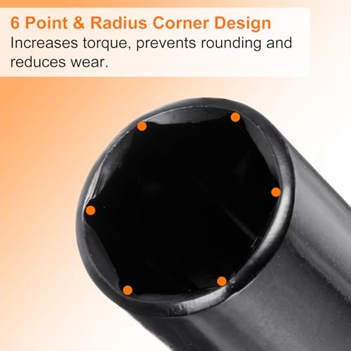 HARFINGTON Deep 6-Point Impact Socket 1/2" Drive 22mm Metric Socket 3" Length with 1/4" Hex Shank Adapter, CR-V Steel Socket Adapter Accessory Tool Set Kit for Hex Bolts Nuts - size: 22mm