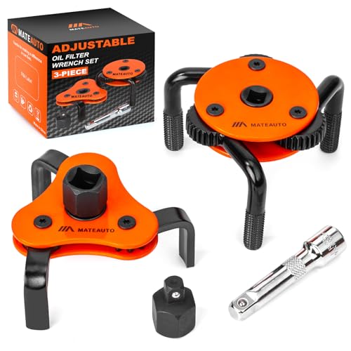 Universal 3-Jaw Oil Filter Wrench Set | Adjustable 2-Way Operation, Heavy-Duty, High Torque for Auto, Trucks, Fits 2-1/2" to 5-1/2" Diameter, 1/2" or 3/8" Drive
