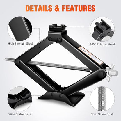 Nilight Scissor Jack Kit for Car 1.5 Ton(3307 lbs), Heavy Duty Portable Steel Scissor Lift Jack Car Tire Changing Kit with Ratchet & Lug Wrench for Sedan SUV MPV, 3.9''-13.6'' Lifting Range, Black - size: 1.5T with Ratchet & Lug Wrench Kit, Black