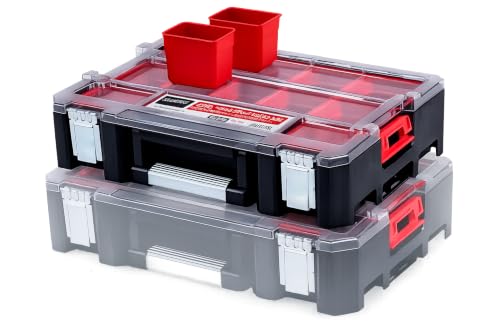 Deep Tray Organizer Box – Heavy-Duty Tool Storage Case with 15 Removable Cups – Hardware, Plumbing, Electrical Connector Container for Garage, Jobsite, or Workshop - color: g. 1pcs Set - Large Organizer with Removable Bins