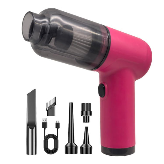 Portable Car Vacuum Cordless,2-in-1 Blow Suction Handheld Cleaner with Multi-Nozzles, Rechargeable Mini Vacuum for Car, Home, Office, Pet Hair, Sofa, Keyboard. - color: Red