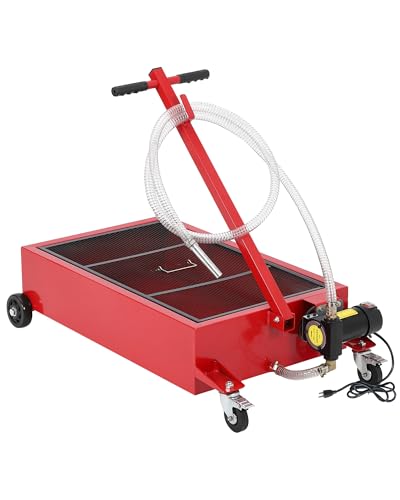GarveeTech Low Profile Oil Drain Pan 110V | 20 Gal Metal Oil Change Pan Cart with 180W Electric Pump, 8 ft Hose & Folding Handle for Cars, SUVs, Trucks, Buses, RVs - size: 20GAL-110V-Red
