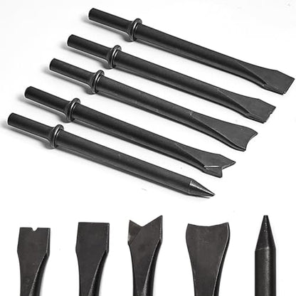 5pcs Pneumatic Hammer Chisel Bits 0.401'' (10mm), Air Hammer Attachments Air Chisel Bits Air Hammer Bits for 150/190/250 Air Hammer Chipping Bits Set for Masonry Concrete Demolition - color: Black-5