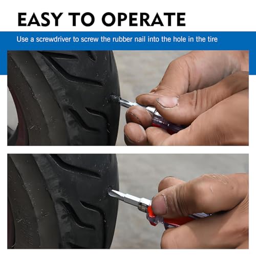 30 PCS Tire Repair Rubber Nail Kit, Vacuum Tire Repair Screws Tire Plug Kit, Fast Tool Self Service Tire Repair Nail, Universal for Most Cars SUVs and Trucks (Black) - size: 30 PCS