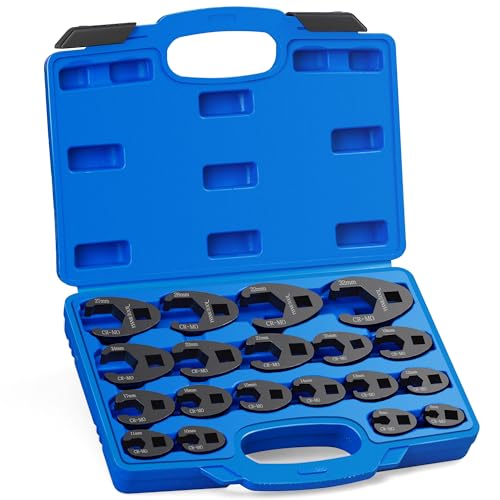 19PC Metric Tool 8 to 32 mm Sizes, Drive Jumbo Flare Nut Wrench Set, Flare Nut Wrench set for 3/8in and 1/2in Drive Ratchet