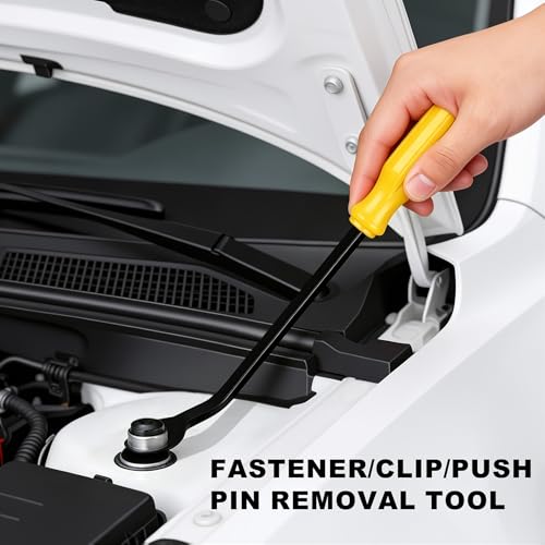 Car Trim Removal Tool Kit, 5 Pcs Auto Clip Removal Pry Tool for Door Dash Dashboard Panel Fastener Remover, Push Pin Puller Body Repair Tools - color: yellow