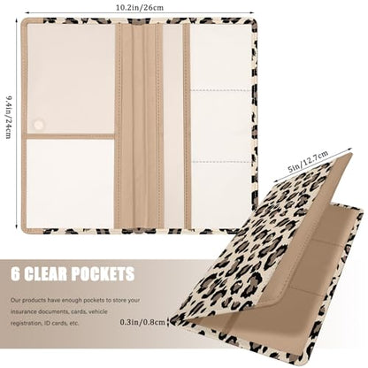 Car Registration and Insurance Holder, with Magnetic Closure for License, Cards and Documents, All Vehicle Needs and Car Accessories (Leopard-Yellow) - color: Leopard-Yellow