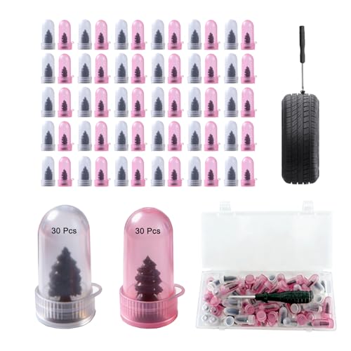 61PCS Tire Repair Rubber Nail, Screw in Tire Plugs with Screwdriver, Vacuum Tire Puncture Repair Kit, Rubber Nail Quick Fix Tool for Car Motorcycle Truck Tractor Flat Tire Emergency Repair - size: 61PCS(New)