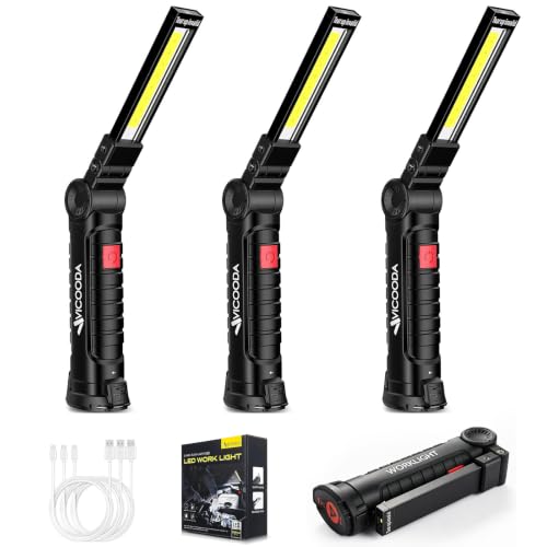 Rechargeable LED Work Light with Magnetic Base, USB 360° Rotating Magnetic Light, 5 Mode Mechanic Flashlight for Car Repair, Emergencies, Tight Areas (3 Pack) - size: 3 Pack