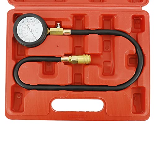 8MILELAKE Engine Cylinders Diagnostic Tester Compression Gauge Test Set with 4 Long Reach Hoses M10 M12 M14