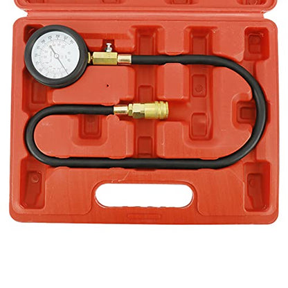 8MILELAKE Engine Cylinders Diagnostic Tester Compression Gauge Test Set with 4 Long Reach Hoses M10 M12 M14