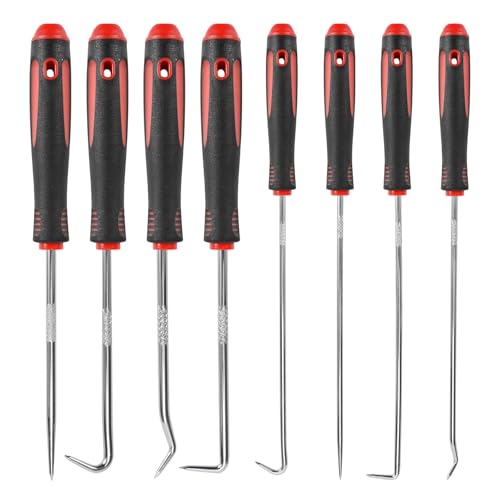 8PCS Precision Pick Set - Easy Removal Tool for Automotive Oil Seals, O-Rings, and Gaskets, Lock Pick Set, Picks, Pick Tool - color: black-red