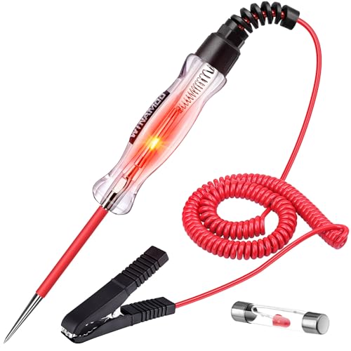WINAMOO Professional LED Bulb Automotive Circuit Tester, 6-24V Test Light with Large Alligator Clip and 135IN PU Extended Wire, Light Tester Electrical Pen for Vehicle Circuits with Low DC Voltage - size: Large Alligator Clip
