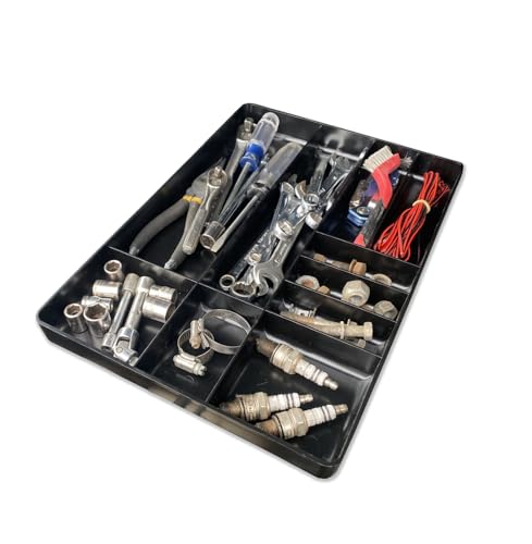 Protoco Tool Box Organization Plastic Tray with 10 Compartment, 16-Inch x 11-Inch x 1.5-Inch, Black - color: Black