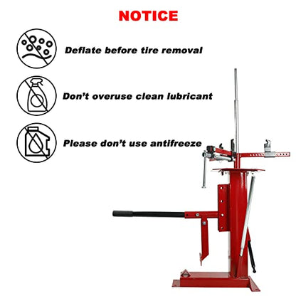 BLACKHORSE-RACING Multi Manual Tire Changer Auto Car Tire Changer Car/Truck/Motorcycle Portable Hand Tool Tire Bead Breaker Changer for 4" to 16-1/2" Tires ATV Wheel,Red