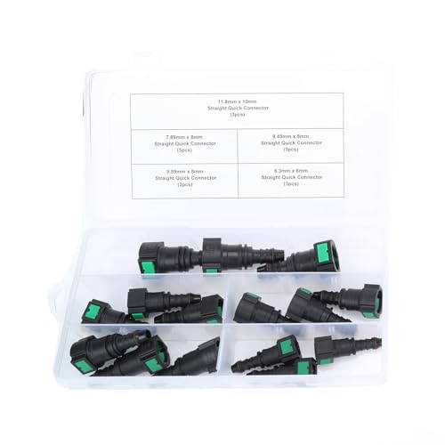 AC PERFORMANCE 15PCS Assorted Fuel Line Straight Quick Connector Kit, SAE 7.89mm & 9.49mm & 9.89mm to 8mm, 6.3mm to 6mm, 11.8mm to 10mm - color: Quick Connector Kit, size: 15PCS - Assortment