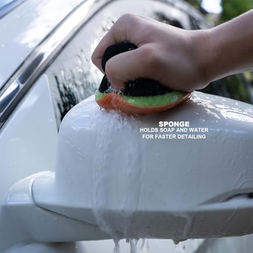 2 Pcs Hand Clay Bar Pad for Car Detailing, Synthetic Decontamination Clay Pad for Cleaning, Removing Paint Contaminant, and Creating a Smooth Surface, Sponge Absorbs Water and Soap