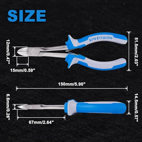 SPEEDWOX Long Reach Diagonal Pliers 6 Inches Wire Cutting Pliers | High Leverage Reduce Efforts, Slim Plastic Nippers, Precision Side Cutting Micro Wire Cutters, Hard to Reach Narrow Spaces - style: Diagonal Pliers