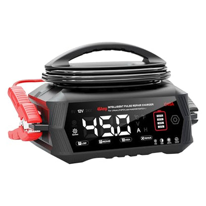 45 Amp Battery Charger, 6V/12V/24V Lithium LiFePO4 Lead Acid Smart Car Battery Charger, Automotive Maintainer Trickle Charger for Car, SUV, Motorcycle, Boat, Lawn Mower