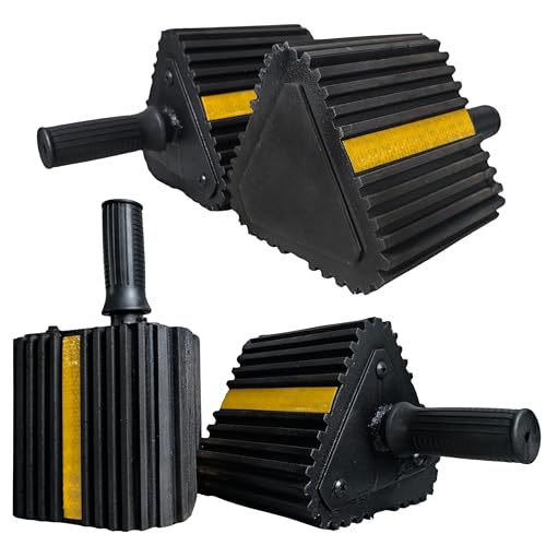 Goshen Sun- Heavy Duty Rubber Wheel Chocks with Reflective Strips,2-Piece (6.3x6x6 Inch)/Wheel Wedge/Tire Stop Block/Curb Parking Stopper/Parking Aid,All-Weather, Non-Slip (007-GRIP)