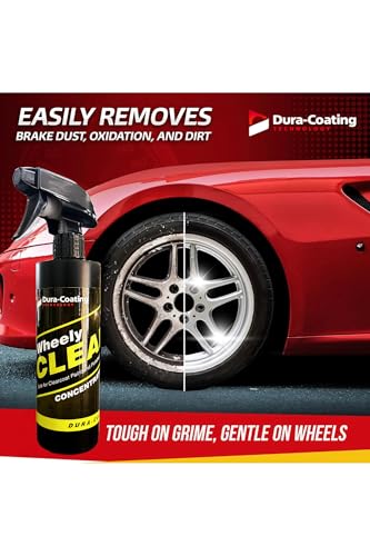 DURA-COATING TECHNOLOGY Wheely Clean Concentrate - Good for Chrome Wheel Cleaner, Clear-Coated, or Aluminum Wheel Cleaner - Professional Tire Shine & Rim Cleaner Spray - Car Care Solution - 1 oz