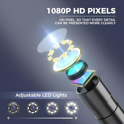Endoscope ﻿Borescope Camera with Light, Inspection Camera with 4.3" IPS Screen 8 Adjustable LED Lights, IP67 Waterproof, Semi-Rigid Cord Bore Scope for ﻿Sewer Automotive Pipe Equipment﻿