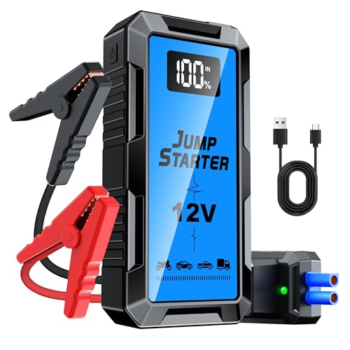 8000A Car Battery Jump Starter Box with Jumper Cables, 12V Car Jump Starter Portable (All Gas,up to 10.0L Diesel) Portable Lithium Jump Box Rechargeable, Reverse Polarity Protection