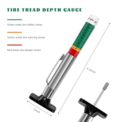 88702 Smart Tire Tread Depth Gauge, Accurate Color Coded Tyre Tread Depth Measure Tool with Pocket Clip, Heavy Duty Tire Wear Gauge in 32nds for Most Cars Trucks SUVs - color: 1 PCS