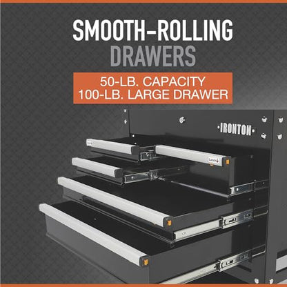 Ironton 30in. 5-Drawer Mechanic's Tool Cart - 33-7/8in.L x 17-5/8in.W x 39-1/8in.H, 700-Lb. Capacity - size: 5 Drawer