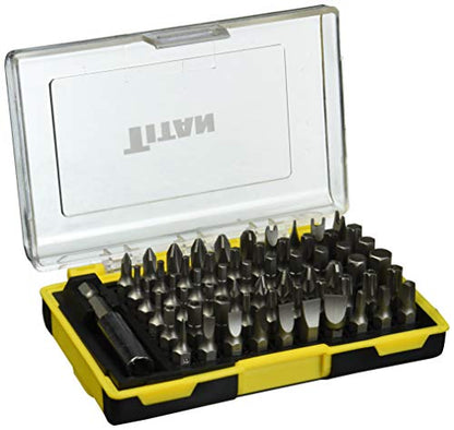 Titan 16061 61-Piece Security Bit Set with Magnetic Bit Holder | Includes TR Star, Star, SAE Hex, Metric Hex, Pozi, Spanner, Square, Slotted, and Phillips Bits - size: 61pc x 1-Inch