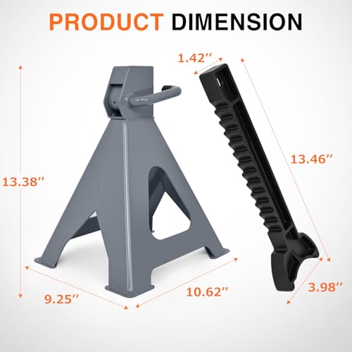 Nilight Jack Stands, 6 Ton (12,000 lbs) Capacity Heavy Duty Steel Car Lifting Stand, Adjustable Height 15.35" to 23.22", 1 Pair - size: 6T