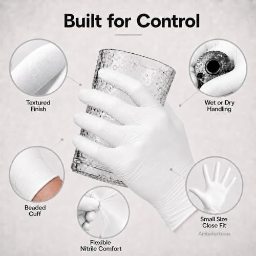 ForPro Disposable Nitrile Gloves, Chemical Resistant, Powder-Free, Latex-Free, Non-Sterile, Food Safe, 4 Mil - color: White, size: Large (Pack of 100)