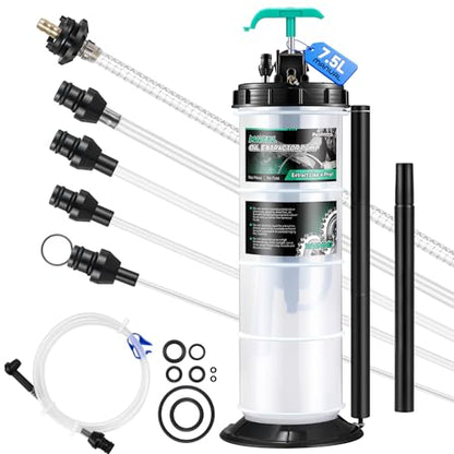 Poafamx Oil Extractor Pump Manual, 7.5L/2 Gallon Fluid Extractor Pump | with Extended Storage Units and 5 Tubes, Vacuum Oil Change Pump for Automotive, Truck, Boats Engine Oil Change - size: 7.5L