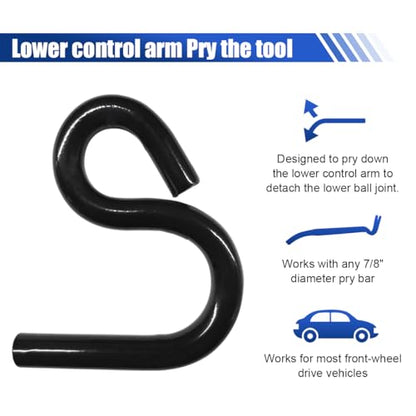 2PCS Automotive 6007 Lower Control Arm Prying Tool | Ball Joint Press Separator Designed for 7/8" Diameter Pry Bar, Specialty Suspension Bushing Tool Control Arm Helper Remover - color: Black-2PCS
