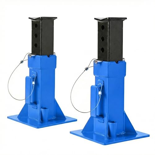 GarveeTech 2 Pack Heavy-Duty 22-Ton Pin Lock Jack Stands, 13-19.68 Inch Quick-Adjust Height, Professional Garage Equipment for Supporting Trucks, RVs, Trailers & Automotive Vehicles, Blue - color: Blue, size: 22T