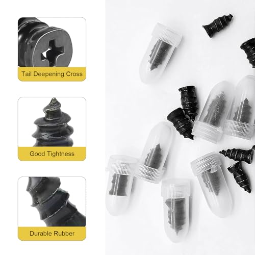 60 PCS Tire Repair Rubber Nail, High-elasticity Rubber Screws for Puncture Sealing, Portable Emergency Tire Plug Kit, Universal for Car Truck Motorcycle Tires (Black) - size: 60 PCS