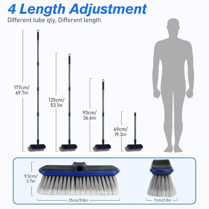 Forgrace Car Wash Brush with Long Handle 67" 170cm | Lightweight Extension Pole Handle | Multipurpose Broom Kit, For RV Boat Truck SUV Caravan Solar Panel House Siding Sweep Snow