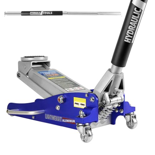 1.5 Ton Low Profile Hydraulic Racing Floor Jack, Aluminum & Steel Car Jack with Dual Piston Quick Lift Pump, 3.4"-14" Lift Range, Lightweight Portable Garage Jack, Blue