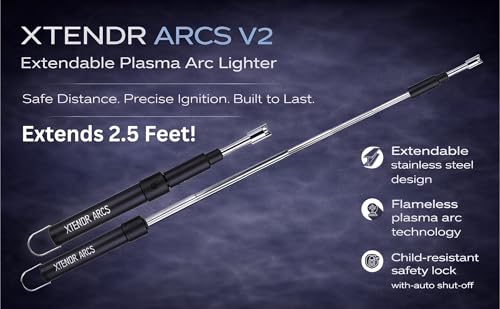 V2 Extendable 2.5 Feet. Arc Extra Long Lighter, Flameless Fireplace Stove Electric Candle Lighter, Long Neck for Pilot Light, Grilling, Firepit, Kitchen, BBQ (Silver) - color: Silver