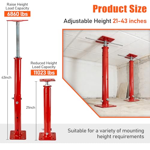 B4B BANG 4 BUCK House Jacks for Leveling Crawlspace, 21" - 43" Height Range, 11023 lbs Max Load Capacity, Floor Jacks Post Pole for Leveling, 2 Pack - size: 21" - 43" (2 Pack)