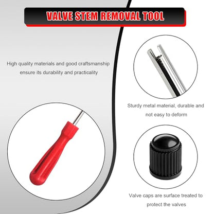 35PCS Valve Stem Puller Installer Tool Kit, Valve Cores & Caps with 4-Way Tool Single and Dual Single Head Remover, Universal Tire Stem Remover Valves Repair Tools for Most Cars